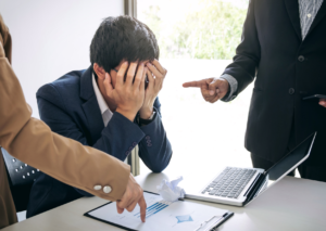 Manager pointing out a performance issue to an employee